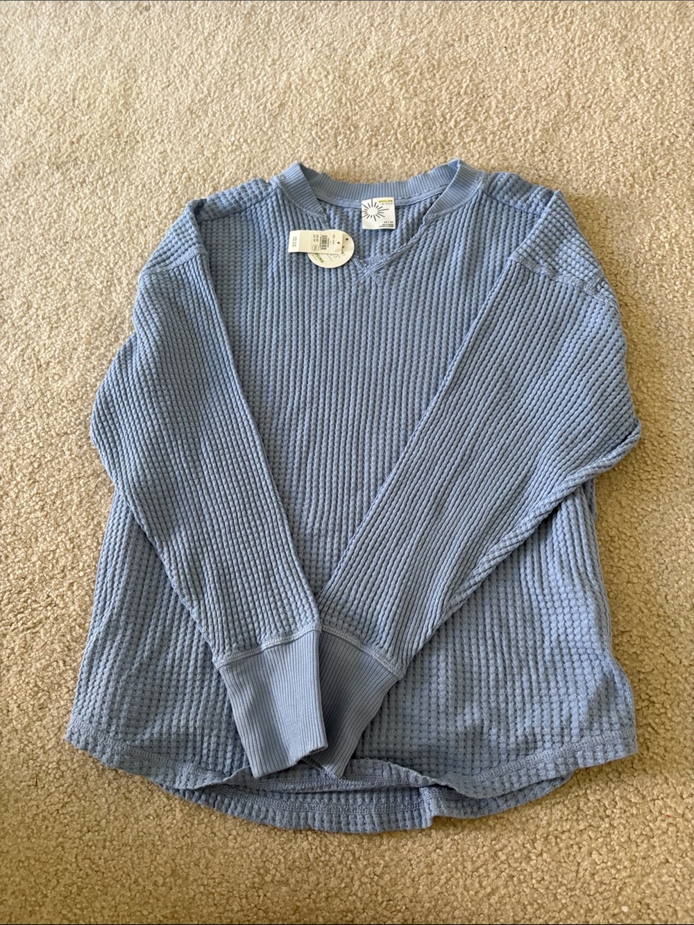aerie Women's Waffle Crewneck Sweater - Light Blue